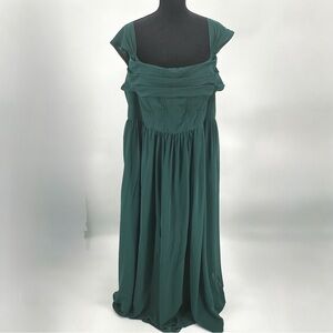 Barbie x Azazie Dress Corset ALine Chiffon Bridesmaid Dark Green Custom Plus Sz